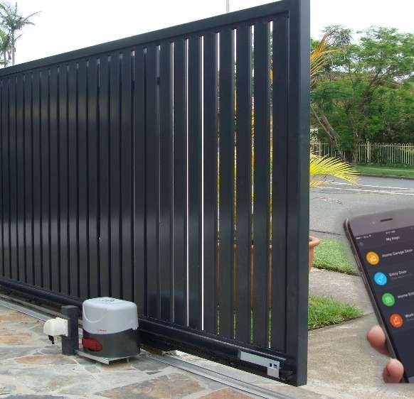 Sliding gate with an automatic motor and a phone app